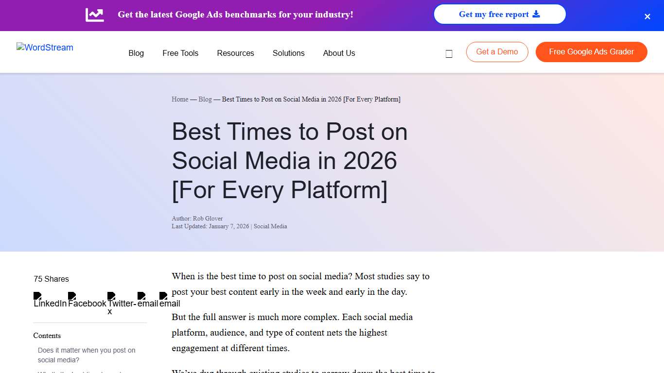 Best Times to Post on Social Media in 2026 [For Every Platform] | WordStream